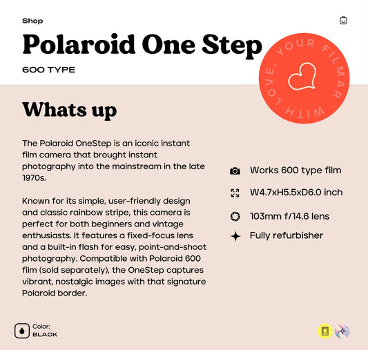 Vintage Polaroid OneStep Instant Film Camera | Classic 600 Film Camera with Built-in Flash  | Fully Tested & Working