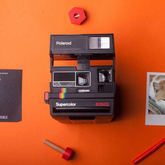 Instant camera polaroid 635 cl supercolor, rainbow polaroid camera, vintage camera