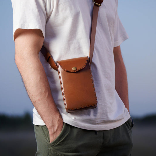 Leather bag for polaroid sx-70 camera - brown, handcrafted photographer gift, vintage camera case, christmas gift for photography