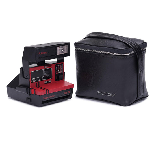 Polaroid instant camera bag - 600 camera bag - black leather case - vintage polaroid storage - durable & stylish protective camera bag