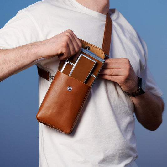 Leather bag for polaroid sx-70 camera - brown, handcrafted photographer gift, vintage camera case