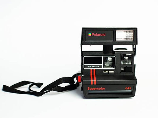 Instant polaroid 645 cl supercolor black  two red stripes  vintage instant film camera polaroid 600 type  -film tested and working