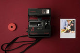 Vintage camera polaroid 635 cl supercolor red stripes instant film camera