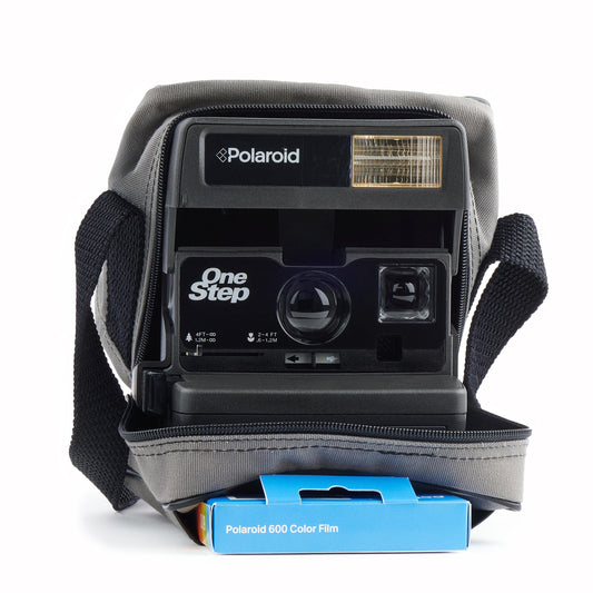 Polaroid camera bag, black textile bag for instant cameras, lightweight & durable with adjustable strap, fits 600 series, perfect gift