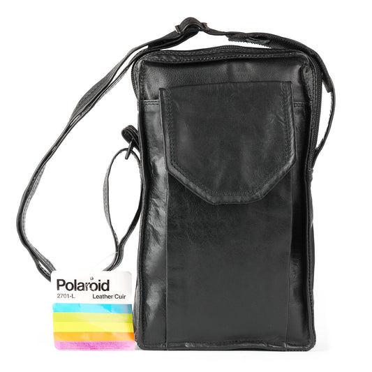 Vintage black leather polaroid bar for sx-70 | stylish and durable camera accessory