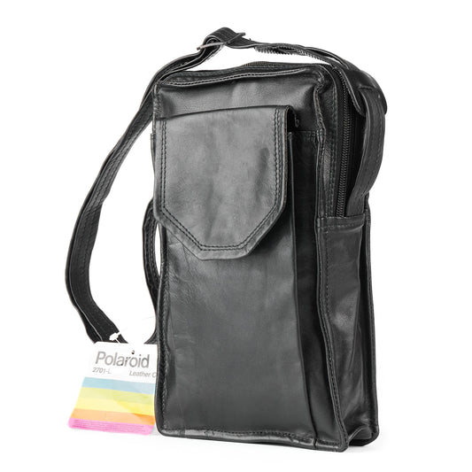 Vintage black leather polaroid bar for sx-70 | stylish and durable camera accessory