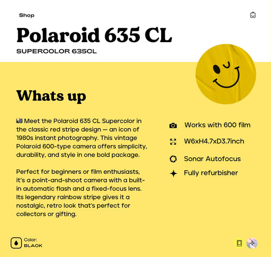 Polaroid 635 CL Supercolor Red Stripe | Vintage 600 Instant Film Camera | Tested  Working | Retro Polaroid | 80s Gift Idea