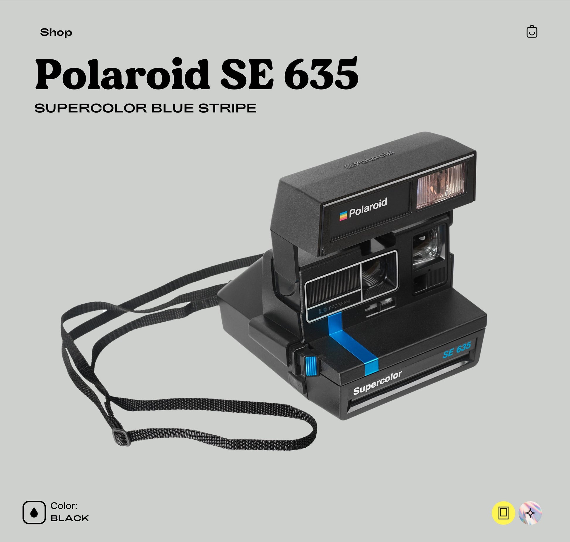 Polaroid 635 SE Blue Stripe | Vintage 600 Instant Film Camera | 80s Retro Polaroid | Working Condition | Great Gift for Camera Lovers - Vintage Polaroid Instant Cameras