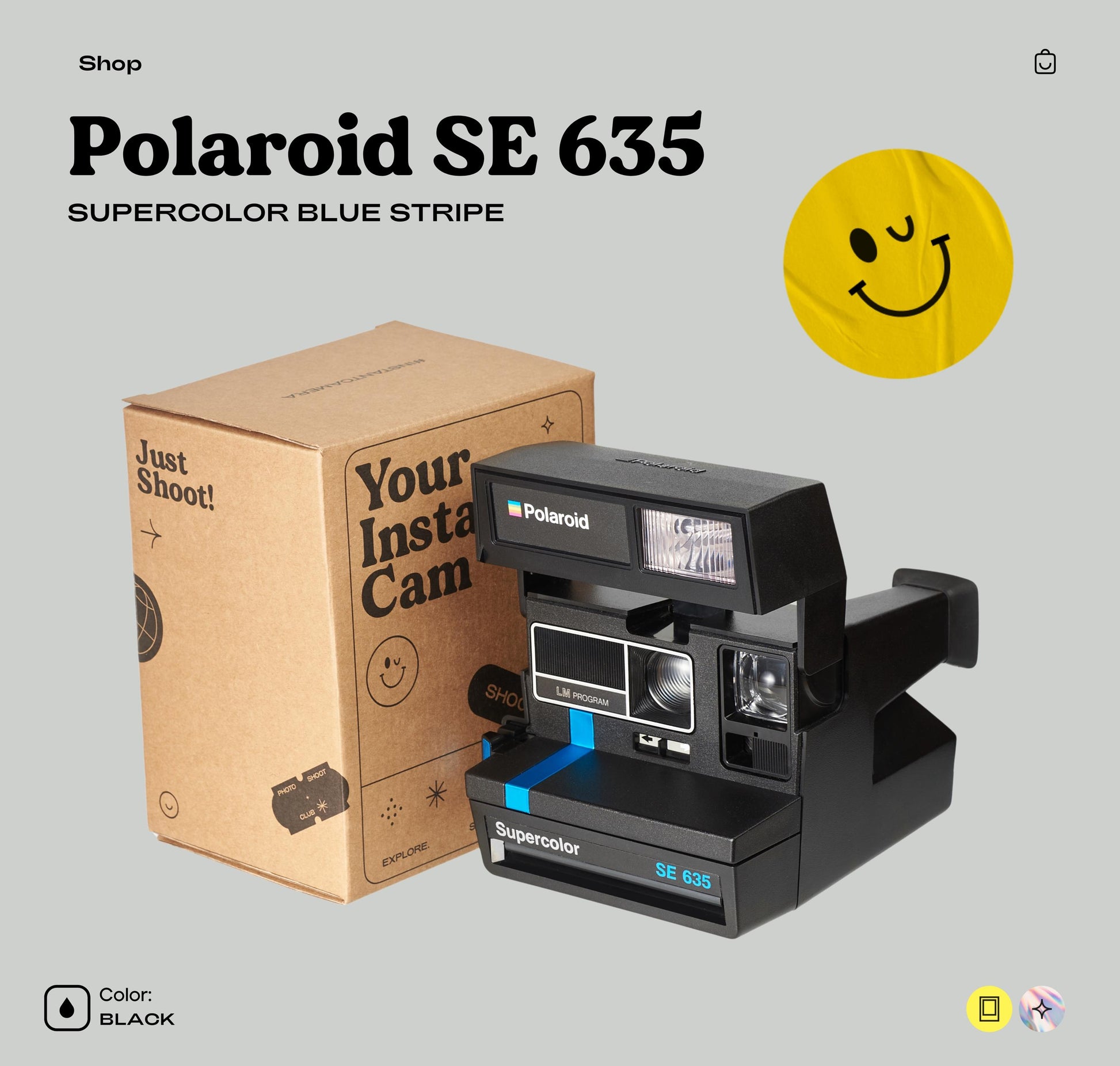 Polaroid 635 SE Blue Stripe | Vintage 600 Instant Film Camera | 80s Retro Polaroid | Working Condition | Great Gift for Camera Lovers - Vintage Polaroid Instant Cameras