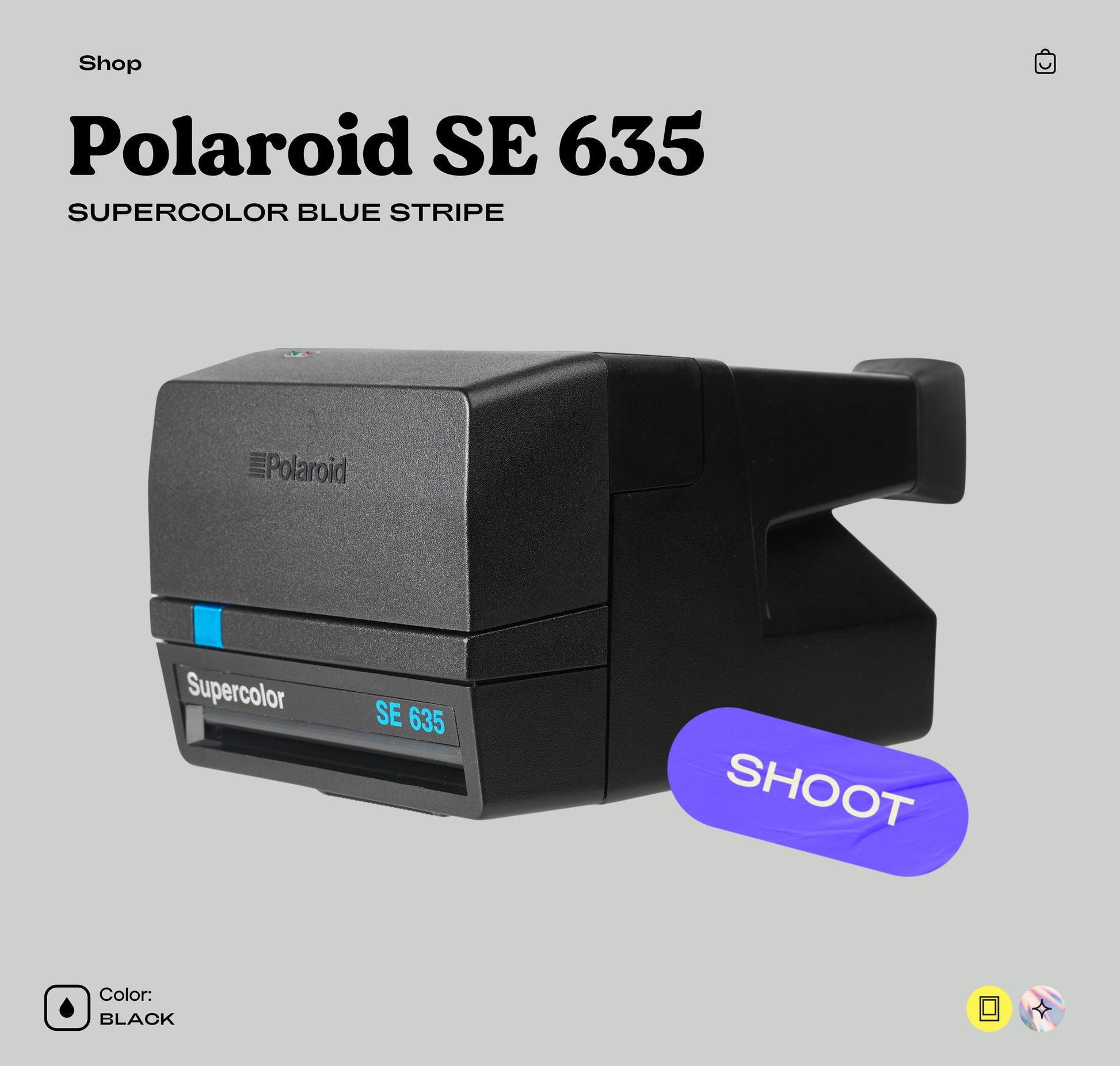 Polaroid 635 SE Blue Stripe | Vintage 600 Instant Film Camera | 80s Retro Polaroid | Working Condition | Great Gift for Camera Lovers - Vintage Polaroid Instant Cameras