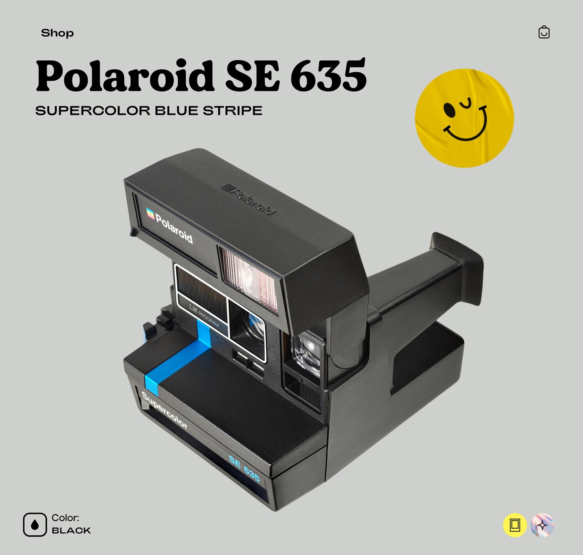 Polaroid 635 SE Blue Stripe | Vintage 600 Instant Film Camera | 80s Retro Polaroid | Working Condition | Great Gift for Camera Lovers - Vintage Polaroid Instant Cameras