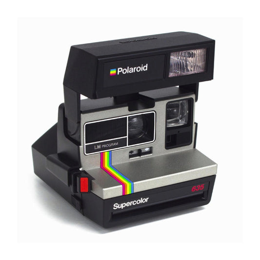 Polaroid 635 Supercolor - Sofortbildkamera silbergrau Regenbogen Vintage