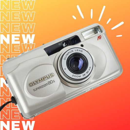 Olympus superzoom 80g – vintage 35mm film camera, point & shoot, autofocus,
