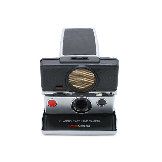Vintage polaroid sx-70 instant film camera sonar silver/black landcamera