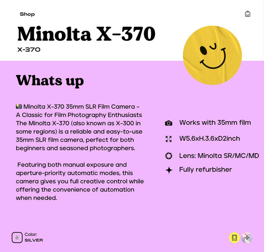 Minolta X-370 35mm Film Camera | Vintage SLR with Manual & Auto Modes | Fully Tested  Working | Great for Beginners  Collectors - Vintage Polaroid Instant Cameras