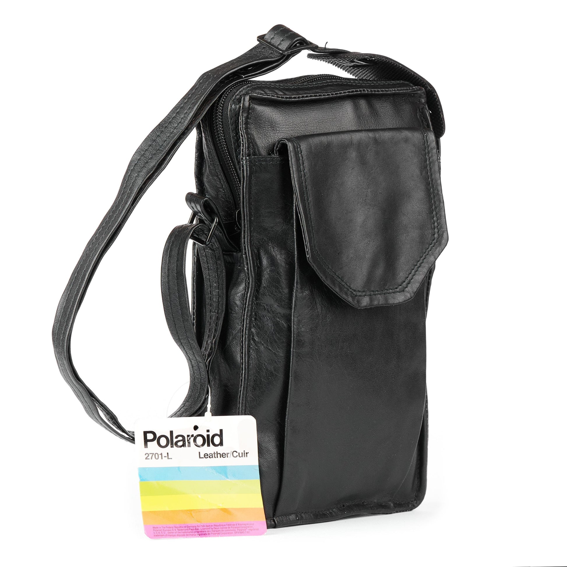 Vintage black leather polaroid bar for sx-70 | stylish and durable camera accessory - Vintage Polaroid Instant Cameras