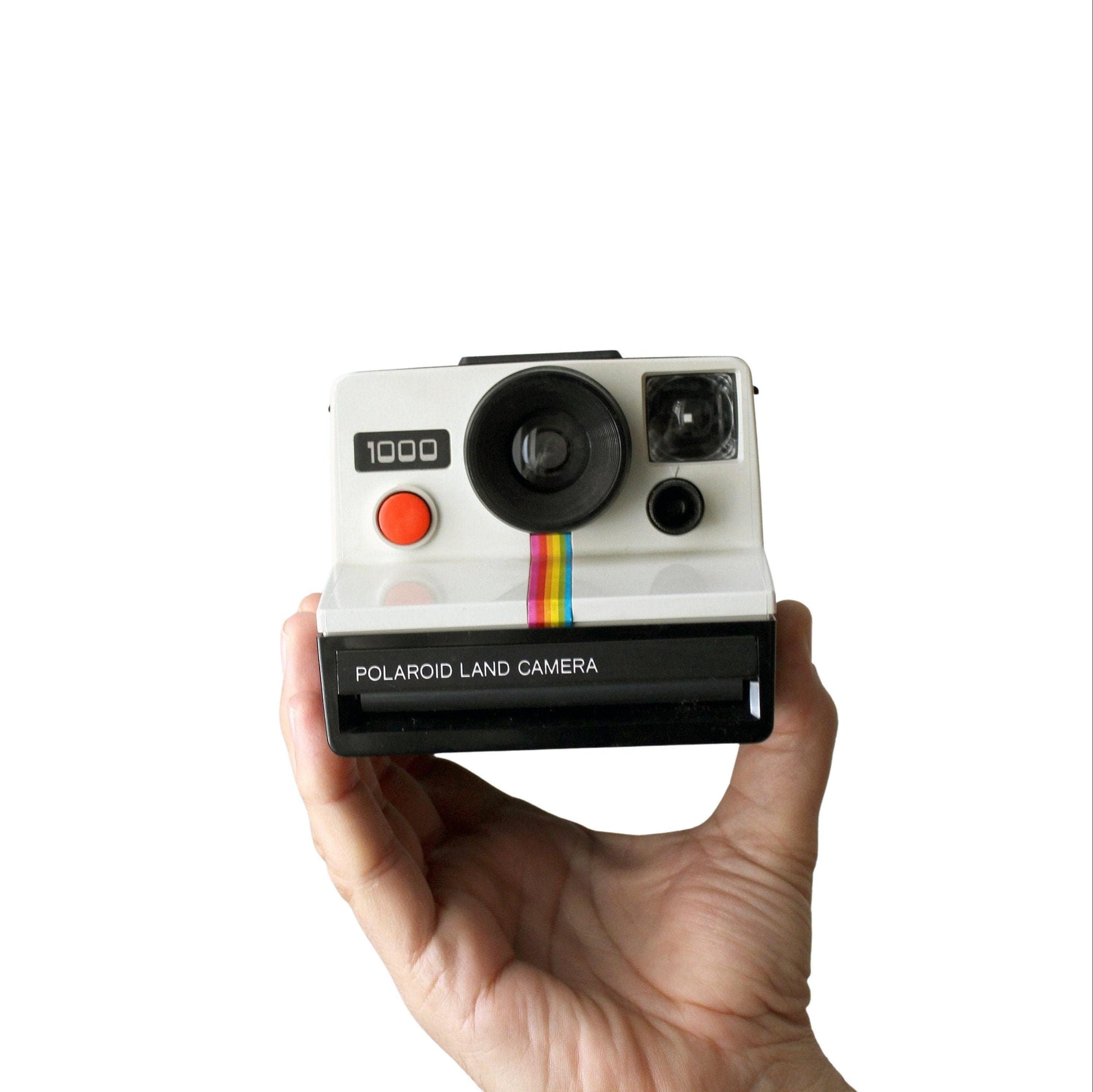 Vintage polaroid onestep classic white rainbow stripe 1000 - iconic instant camera with instagram logo connection - sx-70 film - Vintage Polaroid Instant Cameras