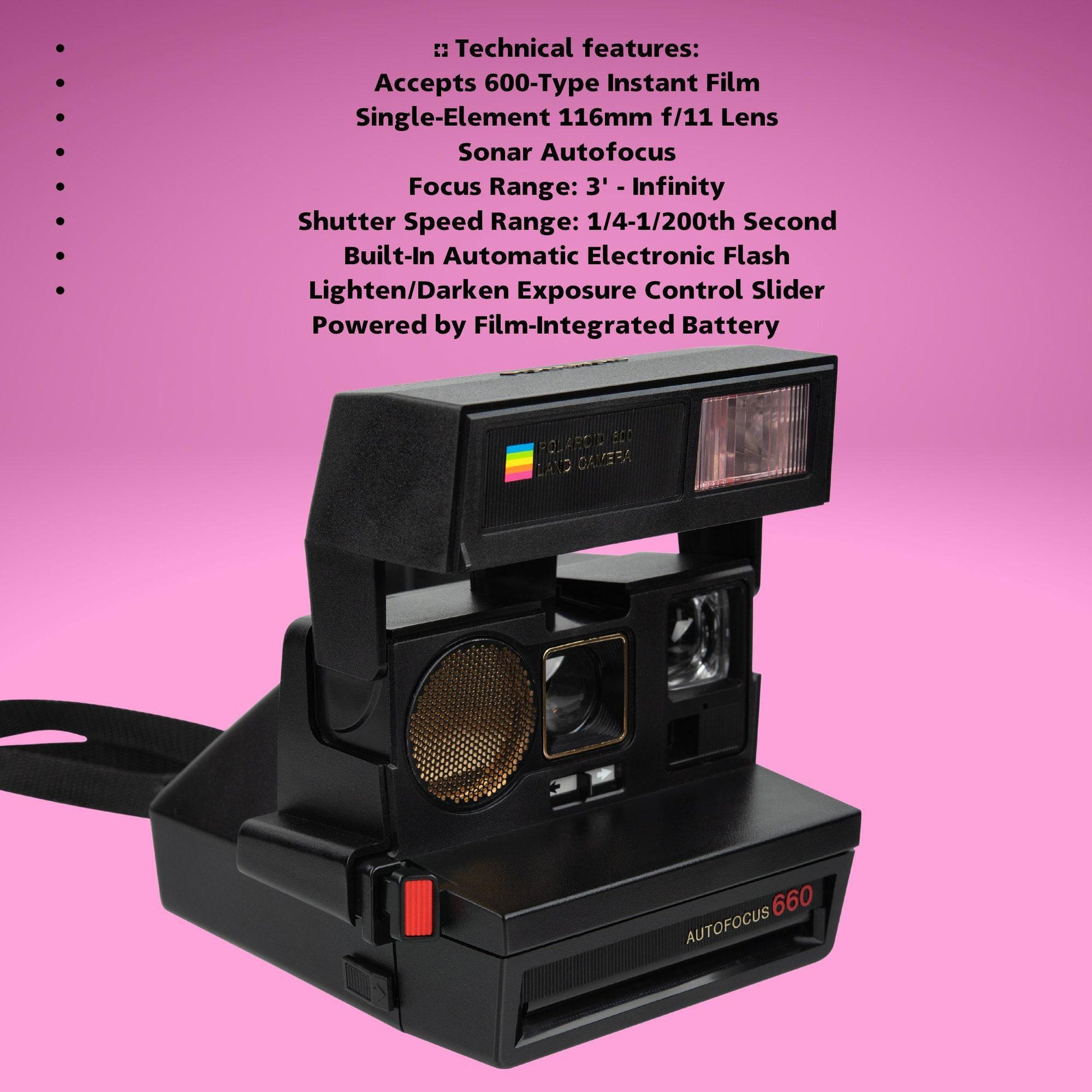 Polaroid 600 type land camera sonar autofocus 660 - vintage instant film analog camera - Vintage Polaroid Instant Cameras
