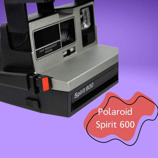 Vintage polaroid spirit 600, silver old instant camera, polaroid spirit camera