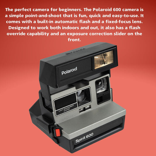 Vintage polaroid spirit 600, silver old instant camera, polaroid spirit camera