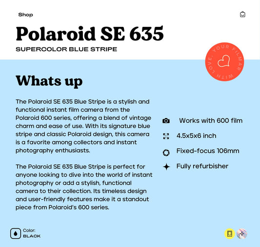 Polaroid supercolor 635 se - polaroid 600 type, vintage instant camera, retro polaroid 600, perfectly working, gift for photographer