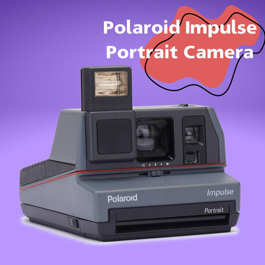 Polaroid impulse portrait camera, grey instant camera, instant vintage camera