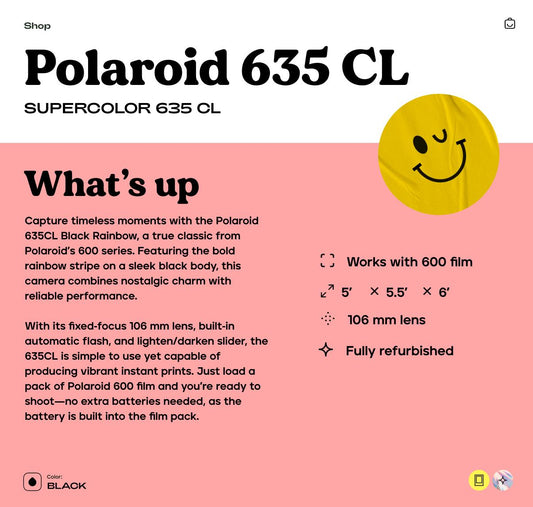 Polaroid Supercolor 635 CL Instant Film Camera | Vintage 600 Film Camera with Built-In Flash | Tested  Working