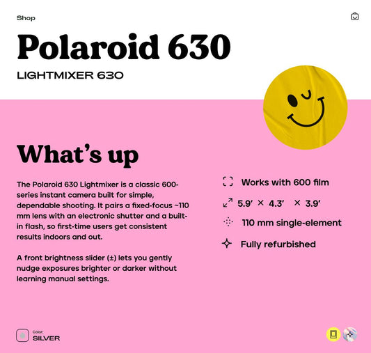 Polaroid 630 Lightmixer — 600 Series Instant Camera, Built-In Flash, Tested Working, Retro Point-and-Shoot