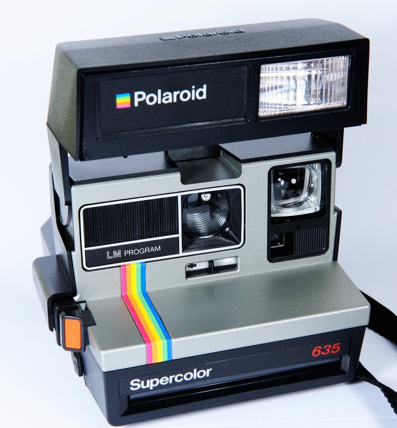 Polaroid 635 supercolor - instant print camera silver grey rainbow vintage - Vintage Polaroid Instant Cameras