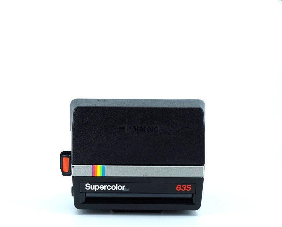 Polaroid 635 supercolor - instant print camera silver grey rainbow vintage - Vintage Polaroid Instant Cameras