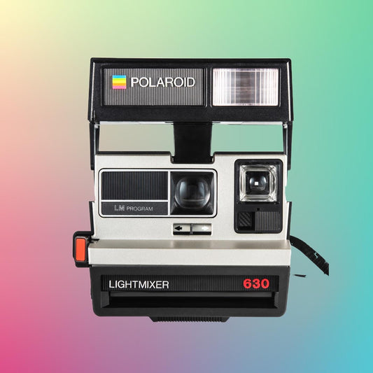 Polaroid 630 Lightmixer – vintage grey instant film camera, fully tested, customizable with your own text for a unique gift.