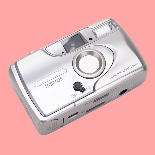 Olympus trip 505 silver add your text  | compact 35mm film camera | point and shoot | tested  working | vintage camera