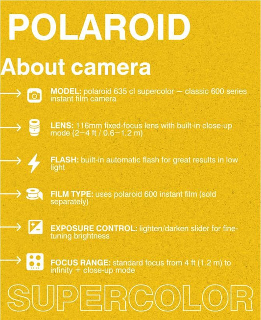 Polaroid Supercolor 635 CL Schwarz – 600 Sofortbildkamera, Blitz, getestet, Vintage Retro