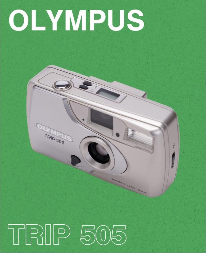 Vintage Olympus Trip 505 Silver 35mm Compact Film Camera Point and Shoot Retro Camera with Built In Flash for Film Photography Lovers - Vintage Polaroid Instant Cameras