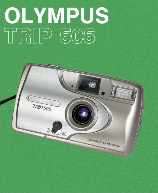 Vintage Olympus Trip 505 Silver 35mm Compact Film Camera Point and Shoot Retro Camera with Built In Flash for Film Photography Lovers - Vintage Polaroid Instant Cameras