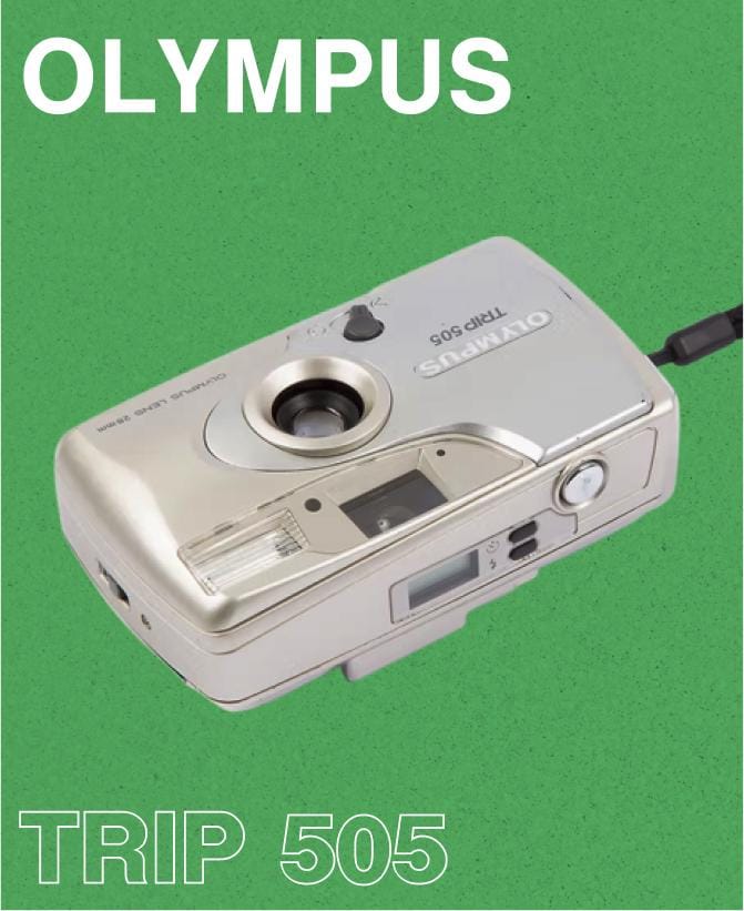 Vintage Olympus Trip 505 Silver 35mm Compact Film Camera Point and Shoot Retro Camera with Built In Flash for Film Photography Lovers - Vintage Polaroid Instant Cameras