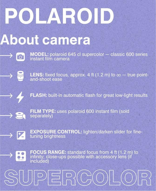 Polaroid Supercolor 645 CL Instant Film Camera with Close-Up Lens  Built-In Flash Tested