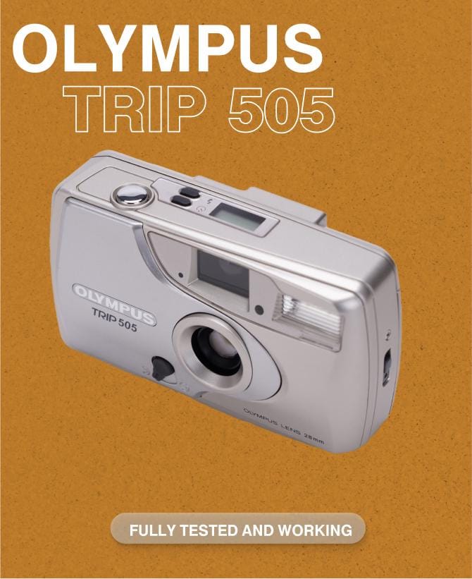 Olympus Trip 505 — 35mm Point-and-Shoot Film Camera, 28mm f/6.7 Focus-Free Lens, Built-In Flash, Tested