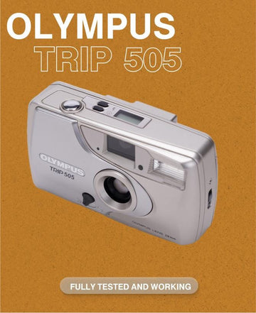 Olympus Trip 505 — 35mm Point-and-Shoot Film Camera, 28mm f/6.7 Focus-Free Lens, Built-In Flash, Tested