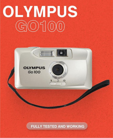 Olympus Go 100 — 35mm Point-and-Shoot Film Camera, 27mm f/8 Focus-Free Lens, Built-In Flash, Tested