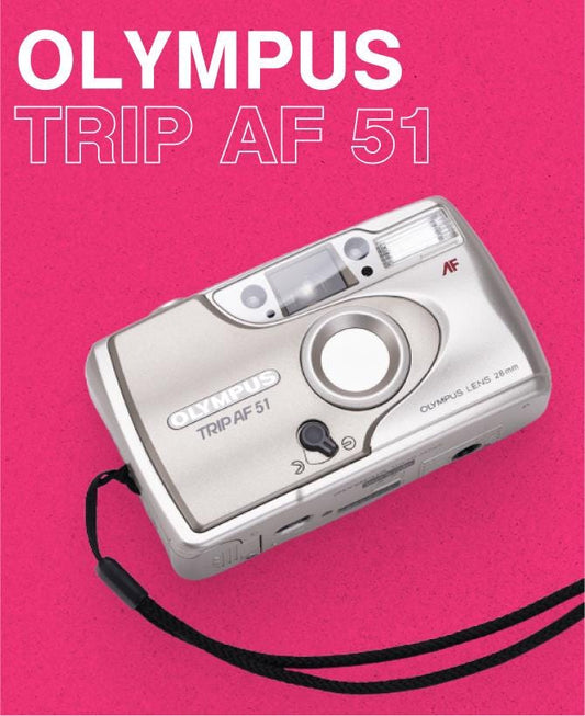 Olympus Trip AF 51 — 35mm Point-and-Shoot Film Camera, 28mm f/6.3 AF Lens, Built-In Flash, Tested