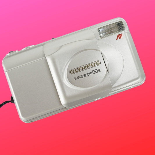 Olympus superzoom 80g – vintage 35mm film camera, point & shoot, autofocus, built-in flash, retro photography, fully tested, working camera