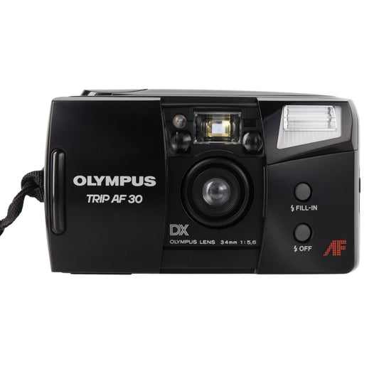 Custom  camera, olympus trip af 30 — 35mm point-and-shoot film camera, autofocus lens, built-in flash, tested & ready, christmas gift