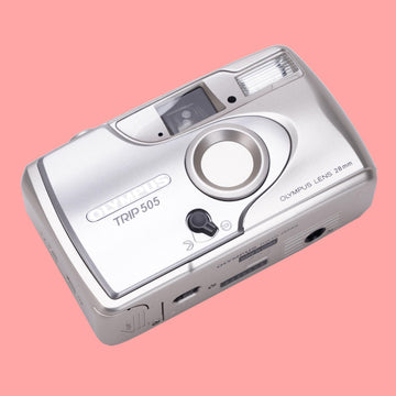 Olympus trip 505 silver add your text  | compact 35mm film camera | point and shoot | tested  working | vintage camera - Vintage Polaroid Instant Cameras