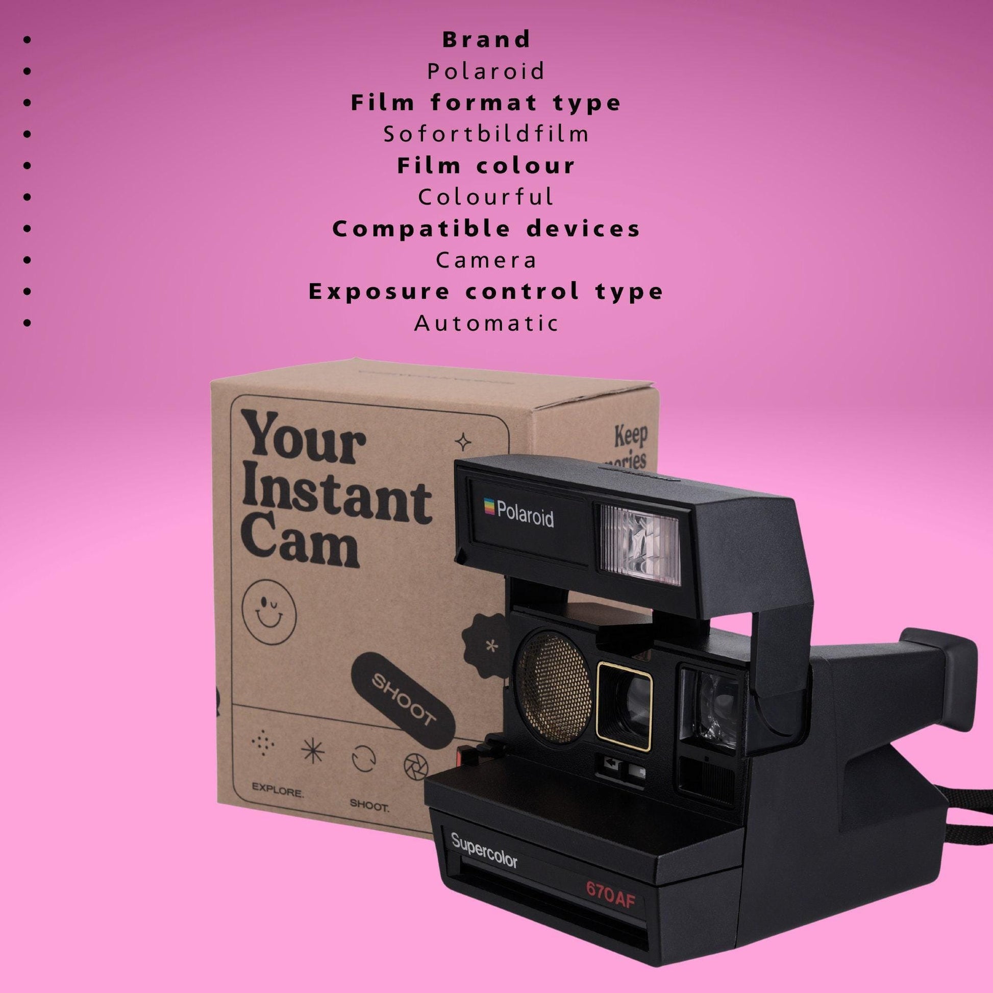 Polaroid 670 af autofocus instant film camera | vintage 80s polaroid | works with 600 film - Vintage Polaroid Instant Cameras