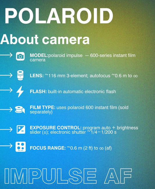 Polaroid Impulse AF Instant Camera | 600 Film | Vintage Autofocus Camera