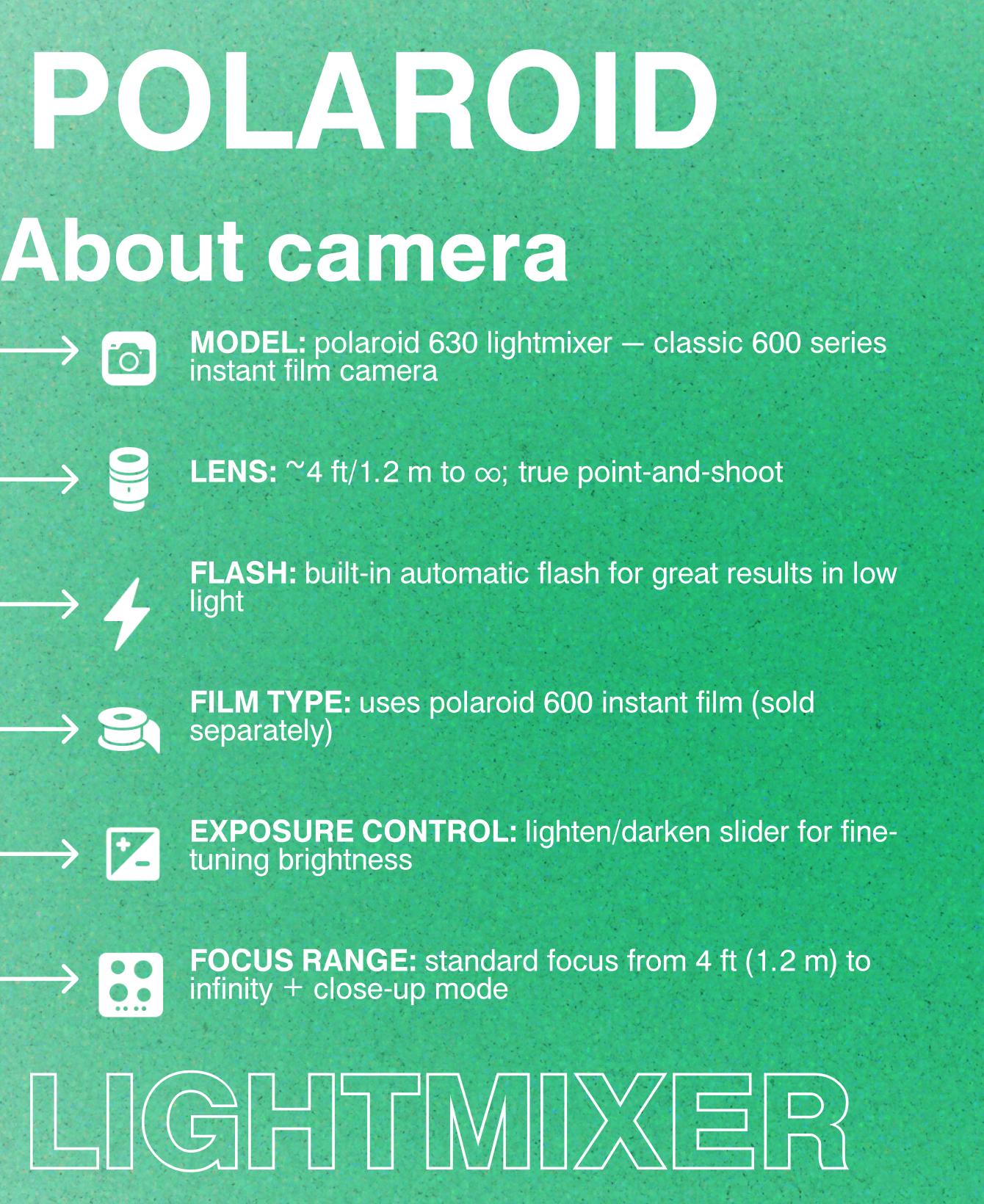 Polaroid Lightmixer 630 – Vintage 1980s Instant Film Camera | Classic Collectible Polaroid 600 - Vintage Polaroid Instant Cameras
