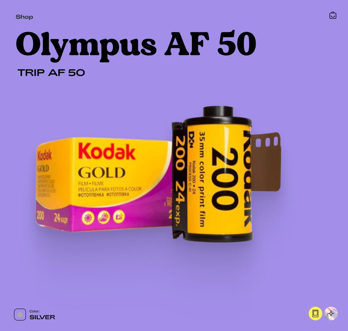 Olympus AF-50 35mm Film Camera – Vintage Point & Shoot Silver Camera with Autofocus, Flash, Tested and Working - Vintage Polaroid Instant Cameras