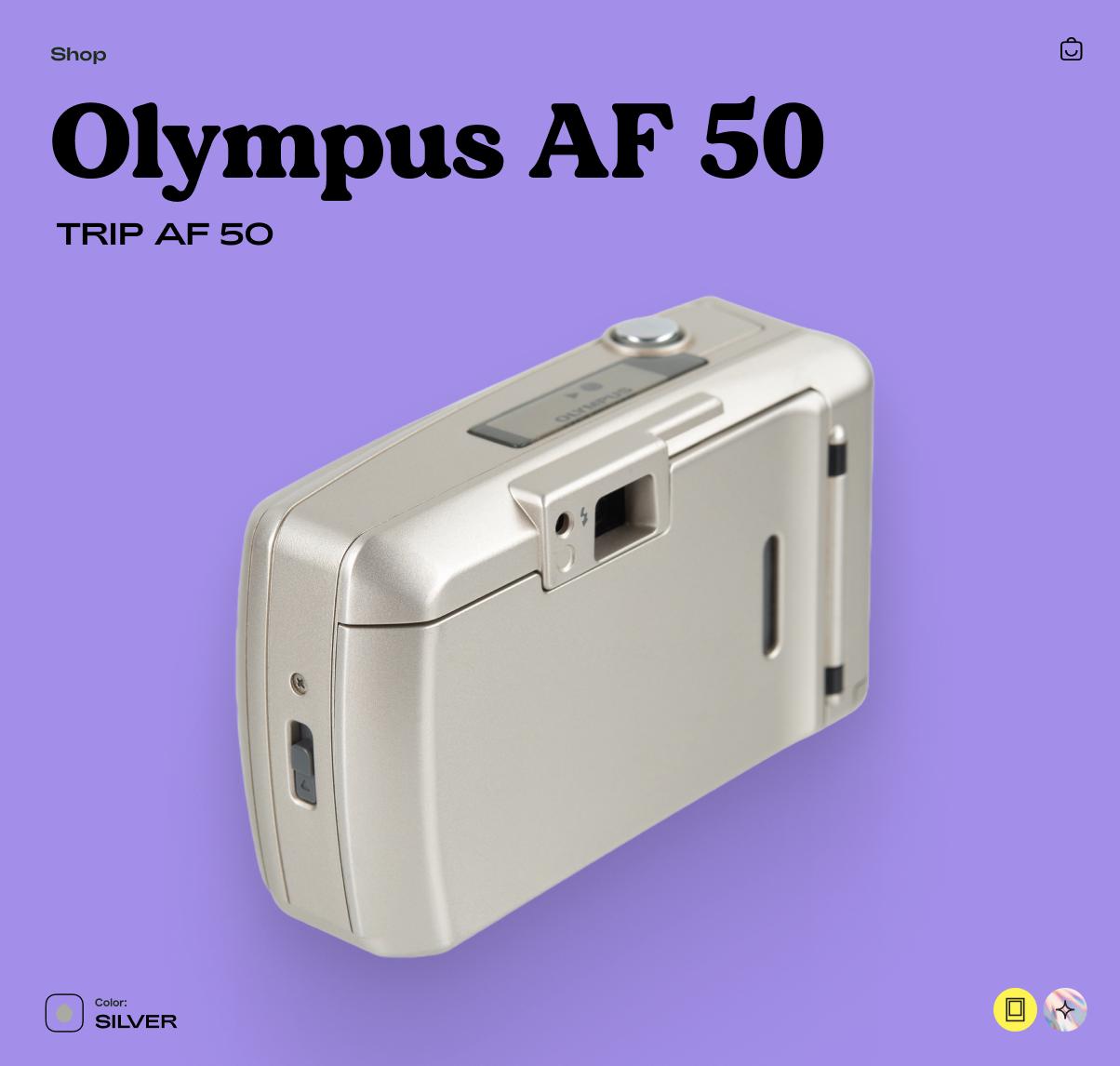 Olympus AF-50 35mm Film Camera – Vintage Point & Shoot Silver Camera with Autofocus, Flash, Tested and Working - Vintage Polaroid Instant Cameras