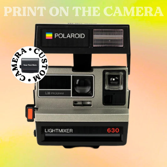 Custom Polaroid 630 lightmixer – vintage grey instant film camera, fully tested, customizable with your own text for a unique gift.